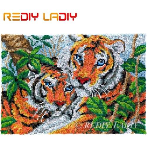 Latch Hook Rug Chunky Yarn Tapestry Kits Crocheting Cushion Mat Tiger Brothers DIY Carpet Rug Needlework Hobby & Crafts 85*58cm