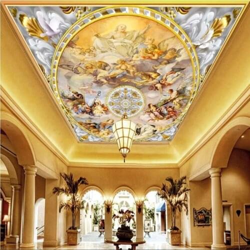 Custom Any Size Mural Wallpaper European Style Luxury Figure Wall Painting Ceiling Photo Wall Paper Living Room Hotel Fresco 3 D