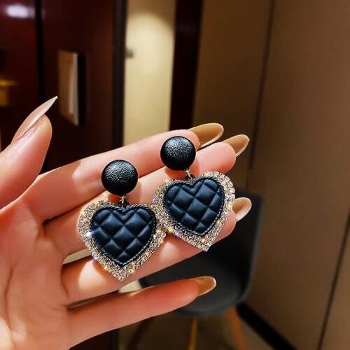 Korea 2021 New Crystal Heart-shaped Earrings for Women Exquisite Fashion Statement Earrings Girls Jewelry Accessories Wholesale