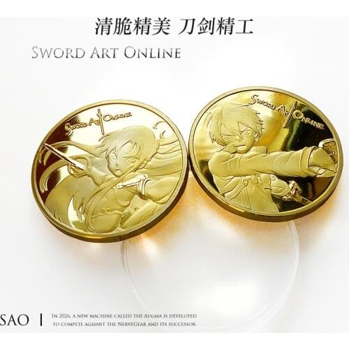 New Anime Sword Art Online SAO Kazuto Kirito Asuna Souvenir Coin Gold Coin Collection Gift