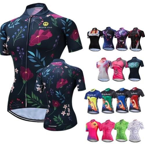 New Cycling Jersey Womens Summer MTB Mountain Bike Top Shirt Short Sleeve Bicycle Clothes Outdoor Sport Hiking Sportswear CD7009