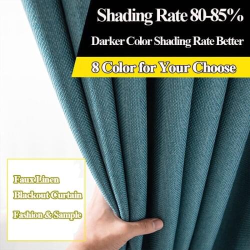 FISH TOWN Faux Linen 80%-85% Shading Thick Thermal Insulated Blackout Curtains Blinds for Bedroom Living Room Drapes Custom Made