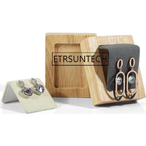 30pcs Solid Wood Earrings Display Stand with Microfiber Insert Earring Holder Ear Drop Organizer Showcase