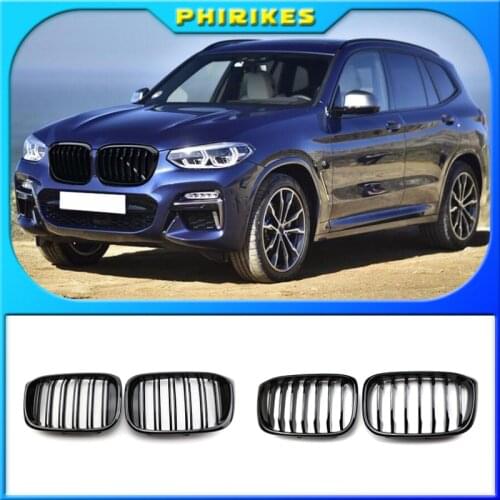 1 Pair Front Grille Kidney Grill 1 Slat For BMW G01 G02 G08 X3 X4 2018 2019 2020 Car Styling Gloss Matte black Racing Grills