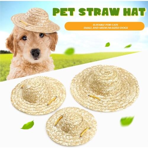 Dog Cat Hat Clothing Retro Farmer Weaving Straw Hat Sun Hat Cat Dog Pet Cute Selling Cute Hat Photography Accessories