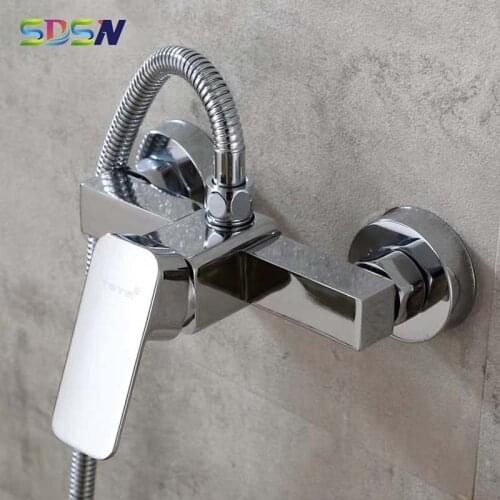 Square Bathroom Shower Faucet SDSN Zinc Alloy Bathroom Shower Mixer Tap New Arrival Square Shower Faucet with Hand Shower Head