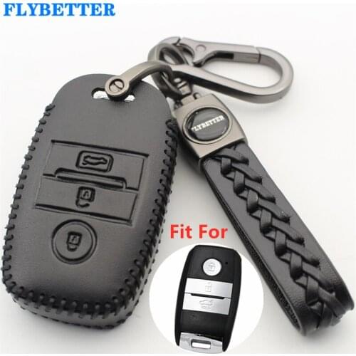 FLYBETTER Genuine Leather 3Button Smart Key Case Cover For Kia KX3/KX5/K3S/RIO/Ceed/Cerato/Optima/K5/Sportage/Sorento L620