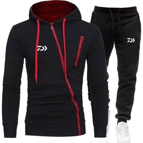 New Tracksuit Men Two Pieces Set DAIWA Fishing Hoodies +pants Sweatshirt Zipper Sportswear Men Sport Mens Fishing Clothing