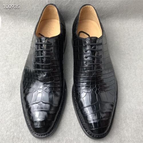 Authentic Real Crocodile Belly Skin Mens Business Dress Shoes Genuine Alligator Leather Handmade Male Lace-up Formal Suit Shoes