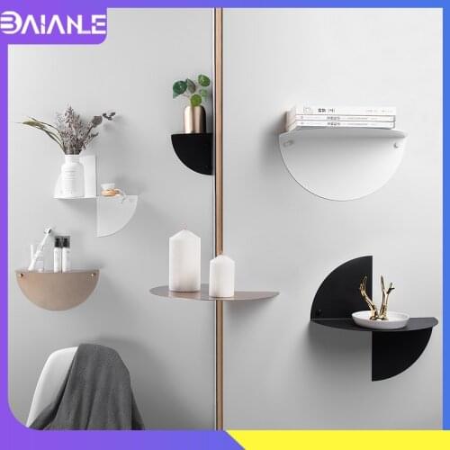 Bathroom Shelf Black Stainless Steel Corner Storage Rack Organizer Nordic Bedroom Living Room Books Crafts Shelves Wall Mounted