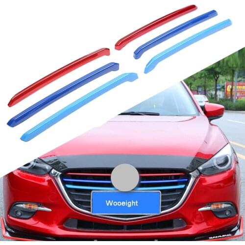 Wooeight Car Front Grille Trims Cover Front Bumper Air-inlet Grille Stickers Strip Styling Fit For Mazda 3 Axela 2017 2018 2019