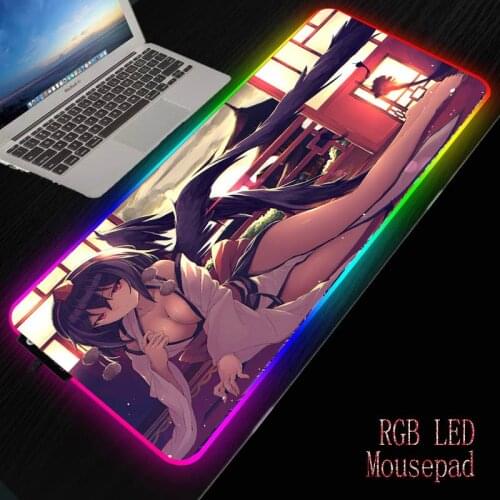 XGZ Anime Big Breast Girl RGB Mouse Pad Computer LED Gaming Mouse Pad Gamer Large Mause Pad USB for Keyboard Mice PC Desk Mat