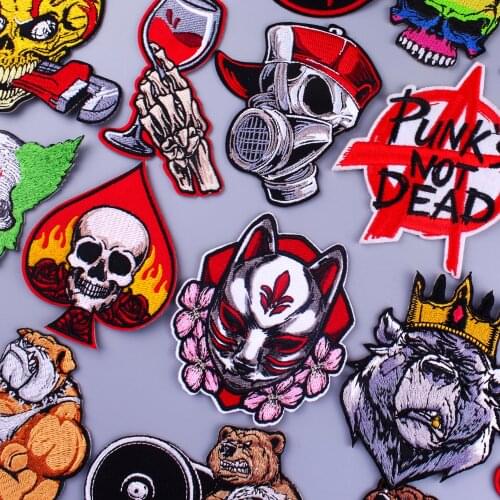 Japan Fox Mask Patch Iron On Patches For Clothing Thermoadhesive Patches Animals Stripes Patches On Clothes Hippie/Skull Patch