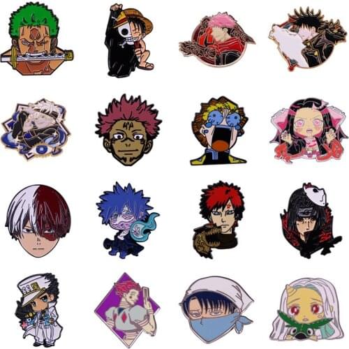 Japanese Anime ONE PIECE My Hero Academia Enamel Demon Slayer Jujutsu Kaisen Lapel Badge Brooch Jewelry