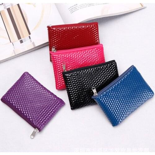 Ladies checked card bag pocket wallet zipper mini purse coin bag PU key bag wholesale