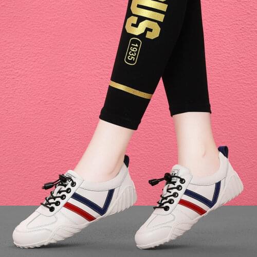 Ins 2021 Spring and Autumn Women Casual Shoes Lace Up Lightweight Female Casual Sneakers Round Toe Women Flats