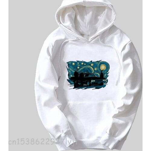 The Starry Night Supernatural Van Gogh Dean Sam Winchester Castiel Women Female Winter Premium Cotton Hoodies Hooded Pullover