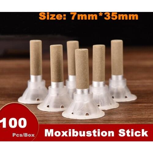 100pcs Moxa Stick Moxibustion Smokeless Roll Mini Self-adhesive Acupuncture Massage Sticker Artemisia Box Holder Roller