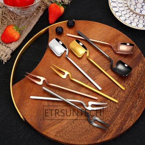 100pcs Stainless Steel Coffee Spoon Stirring Spoon Teaspoon Ice Cream Dessert Spoon Fruit Fork Tableware Kitchen Tool