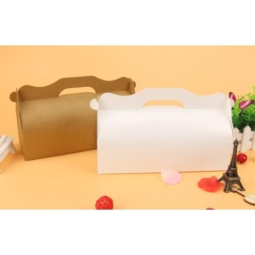 35pcs 27.5*10.5*7.5cm White Packaging Kraft Paper Mousse Box with Handle For Candy\Cake\Dessert Packing boxes