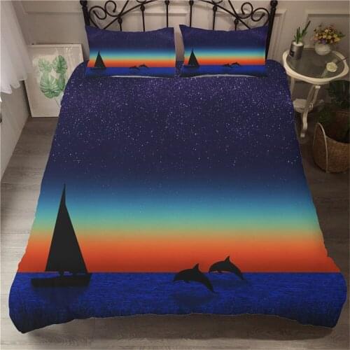 3d Marine Life Bedding Set Lovely Blue Dolphin Duvet Covered 2/3 Piece Boy & Teen Luxury Bedding Linen Full Queen Size
