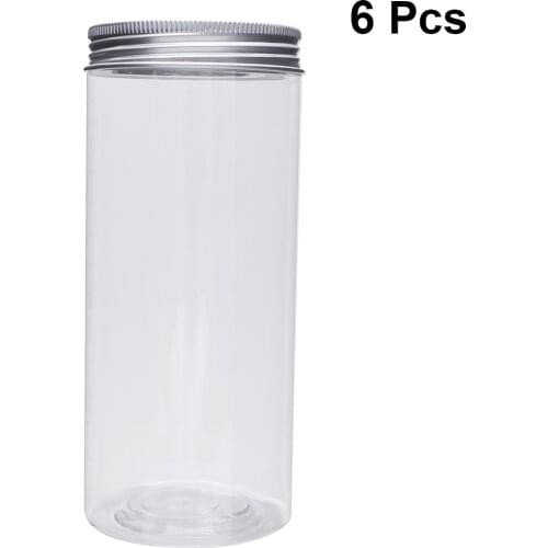 6Pcs Food Cans Plain Plastic Transparent Safe Sealed Cans Storage Bottles Food Bottles Organizer Box for Home Office Trip