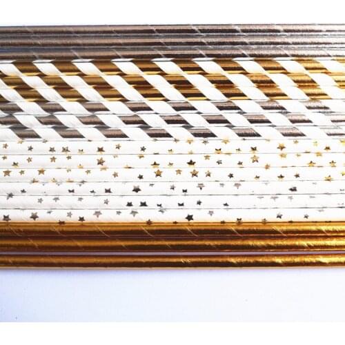 Free DHL 2000pcs Paper Straws, Gold Foil Stripe Paper Straws,Silver Foil Stripe Paper Straws Foil Gold Star Foil Silver Star