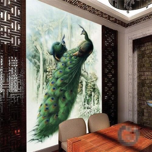Peacock Large 3D Wall Murals Waterproof Non-woven Photo Wallpapers Sofa TV Backdrop Wall Art Decor Papel Mural Vintage