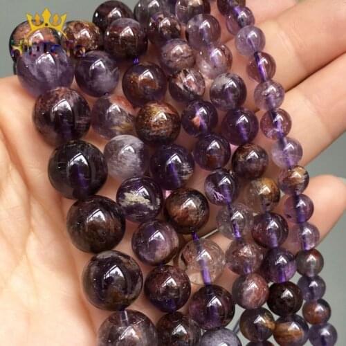 Natural Stone Beads Purple Ghost Quartz Round Loose Spacer Beads For Jewelry Making DIY Bracelet Necklace 7.5'' 6 8 10 12mm