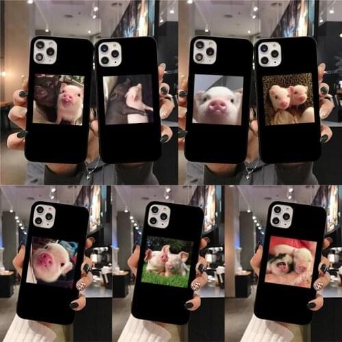 Little Black and Pink Pet Pig Phone Case For iphone 12 11 Pro Max Mini XS Max 8 7 6 6S Plus X 5S SE 2020 XR cover