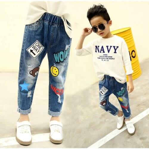 Children denim Pants girls plus velvet jeans 2019 baby kids cartoon leggings winter childrens clothes girl cotton loose trouser
