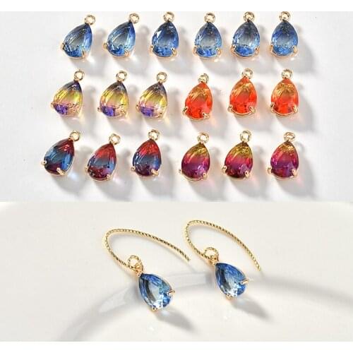 Water drop shape 20pcs/lot crystal/glass decoration copper charms diy jewelry necklace/earrings for women pendants accessory