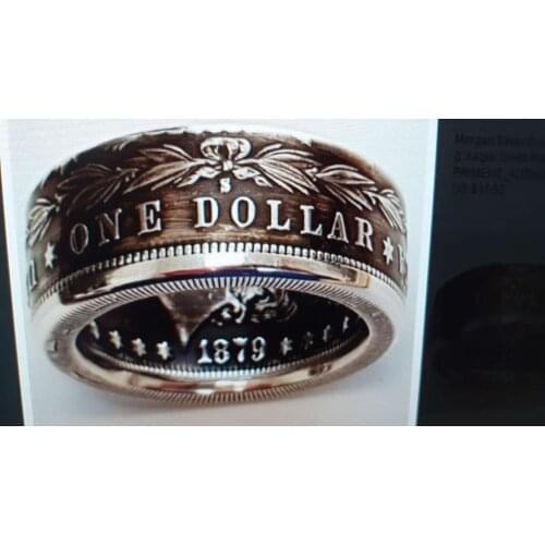 US 1879S 'eagle' Morgan Dollar Silver Plated Coin Ring Handmade In Sizes 8-16