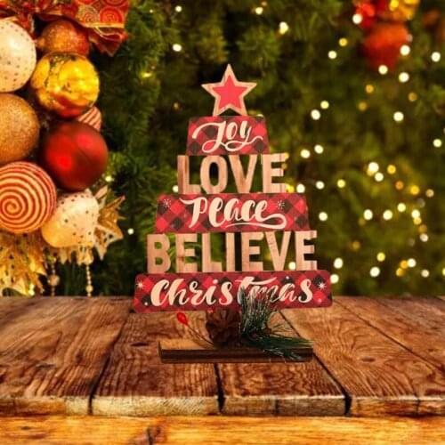 Creative Wooden Mini Desktop Christmas Tree DIY Painted Letter Xmas Ornaments New Year Decoration