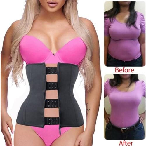 YAGIMI Latex Waist Trainer with Hook and Zipper Slimming Body Shaper Underbust Corset Women Tummy Control Shapewear Fajas