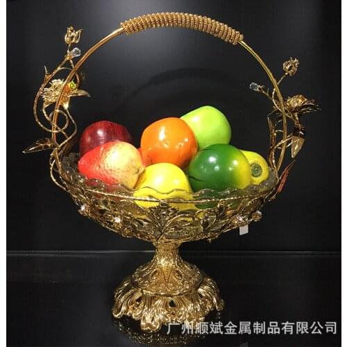 European style metal glass inlaid with diamond living room large fruit plate modern home furnishings boutique luxury with banyan