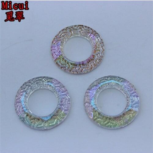Micui 20pcs 30.5mm AB Color Acrylic Rhinestones Flat Back Round Gems Sewing For Clothes Dress Crafts Garment decoration ZZ53