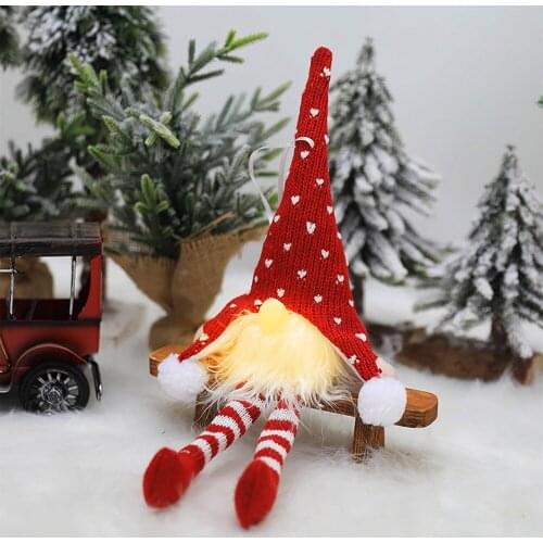 Cute Knitted Long Legs Christmas Little Girl LED With Lights Christmas Decoration New Year 2022 Gift Home Decor