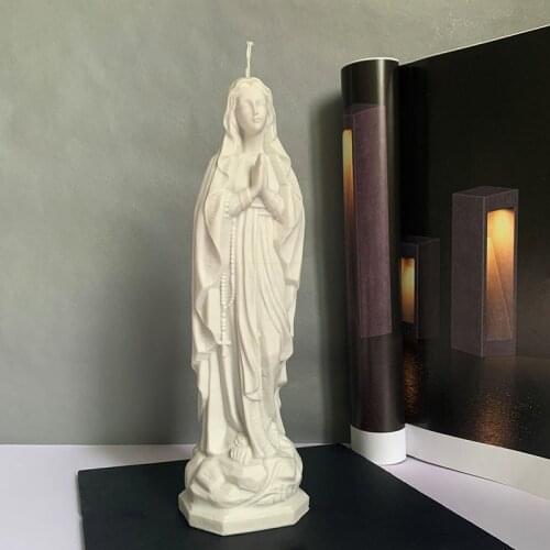 Prayer Virgin Mary Sculpture Candle Silicone Mold Religious Candle Plaster Decoration 3D Idol Sculpture Decoration