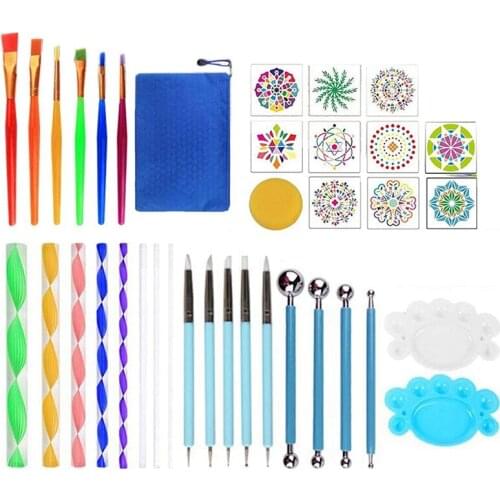 37PCS Mandala Dotting Tools Set, Stencil Set for Rock Painting Drawing and Nail Art Crafting