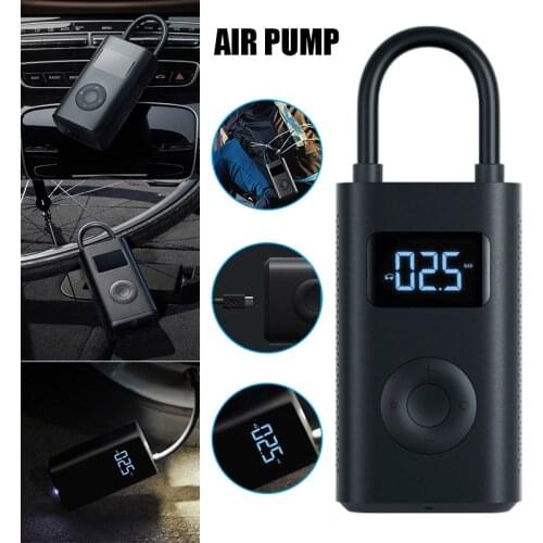 Hot Air Inflator Tire Pressure Tester Pump Electric Car Air Compressor Hand Held Tire Pump LED LCD Display 2000mAh Battery C