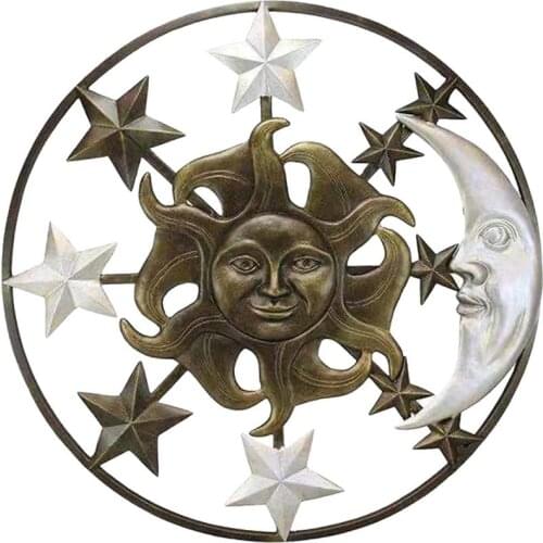 Wall Hanging Sun And Moon Wrought Iron Metal Wall Art For Indoors Outdoors Vintage Ornament For Indoor Outdoor Home Decor