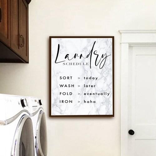 Nordic Style Grey Marble Wall Art Print Canvas Poster Painting Scandinavian Decorative Picture for Laundry Room Decor Unframed