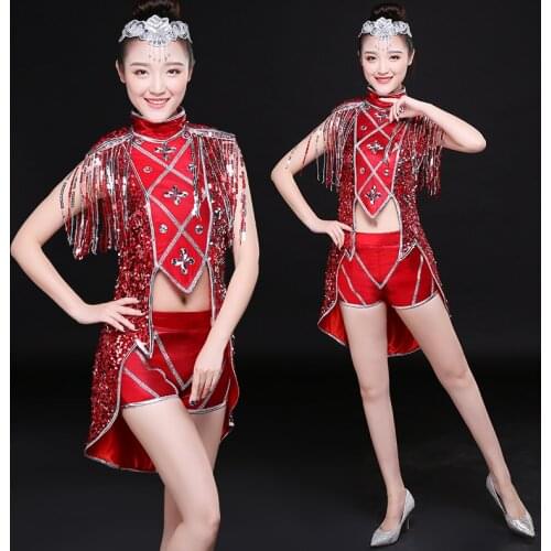 New Modern Dance Costume Jazz Dance Costume Tassel Fashion Adult Sequins Stage Female Singer Sexy