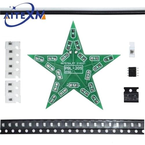 Students Training DIY Kit Five-Pointed Star Breathing Light Gradient LED Light for Christmas Soldering Training Red Green Blue