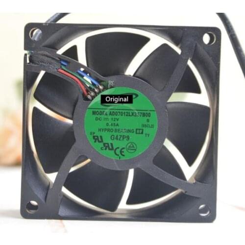 Original 100% working AD07012LX257B00 DC 12V 0.45A 7CM 7025 4 wire PWM server inverter cooling fan