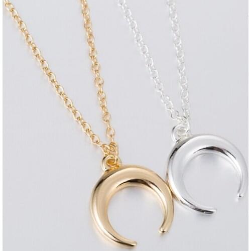 Hfarich Statement Gold Horn Necklace maxi Long Crescent Moon Necklace Double Horn Necklace For Women Charm Jewelry Dropshipping