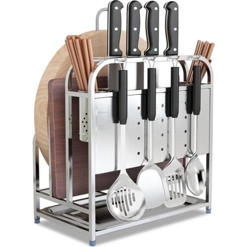 Stainless steel knife holder knife holder kitchen rack kitchen utensils cutting board knife holder household tool storage rack
