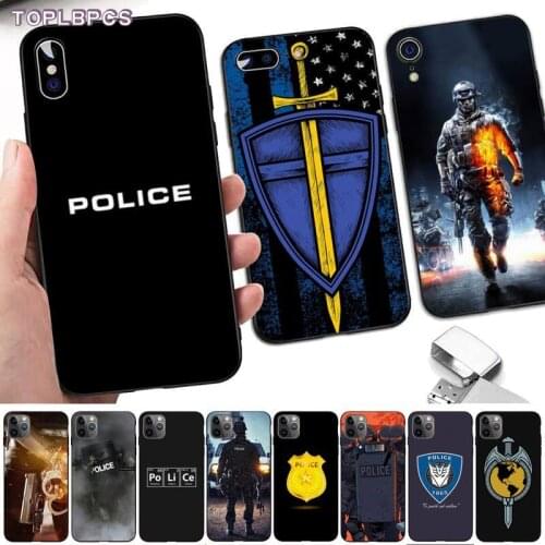 TOPLBPCS Police Symbol Luxury Unique Phone Cover for iPhone 8 7 6 6S Plus X 5S SE 2020 XR 11 12 pro XS MAX