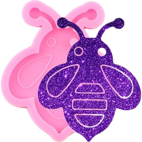 Super Glossy Bee Silicone Mold Epoxy Resin Craft Keychain Molds Polymer Clay Pendant Mould Jewelry Making Necklace Moulds